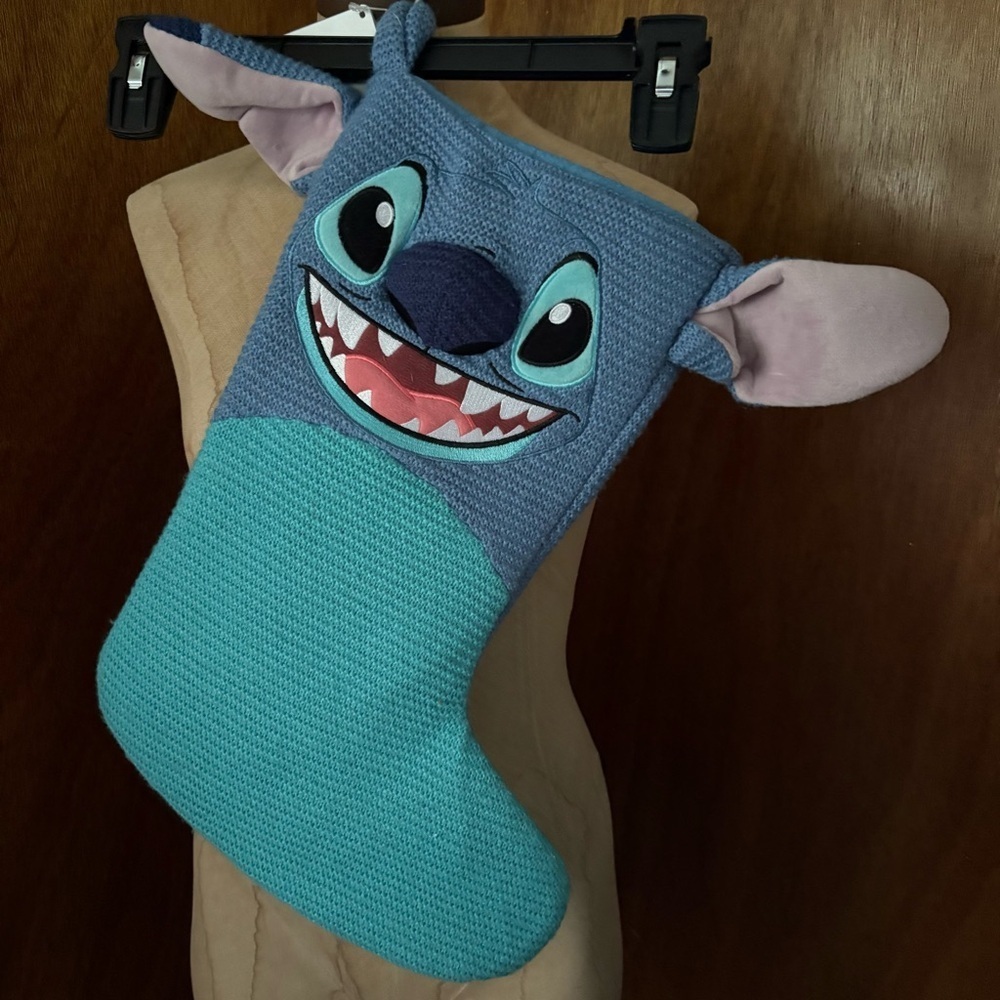 NEW STITCH Knit Christmas Holiday Stocking Blue Disney